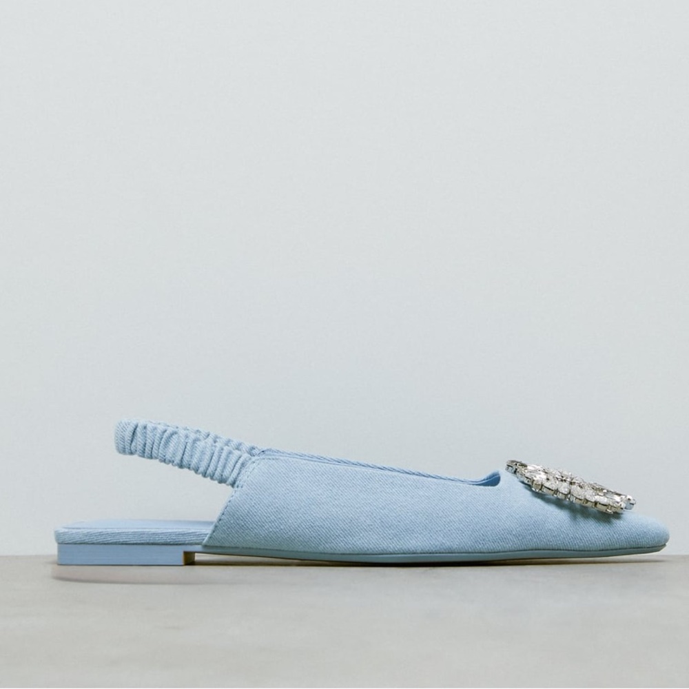 ZARA SHIMMERY DENIM SLINGBACK SHOES